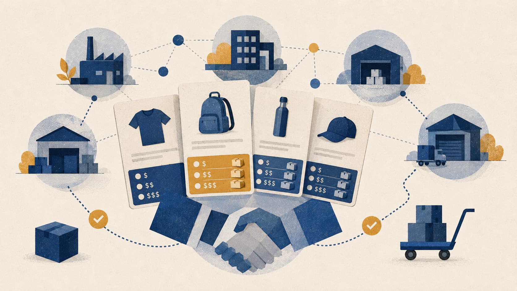 Ilustración conceptual sobre funcionalidades B2B de Shopify