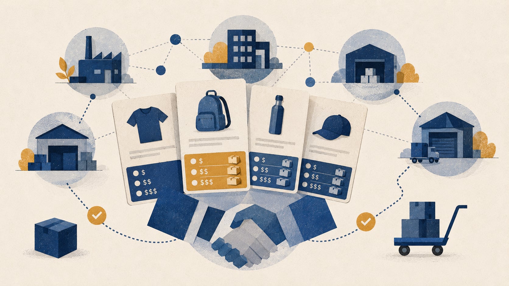 Ilustración conceptual sobre funcionalidades B2B de Shopify